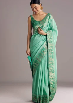 Rama Green Dola Silk Saree