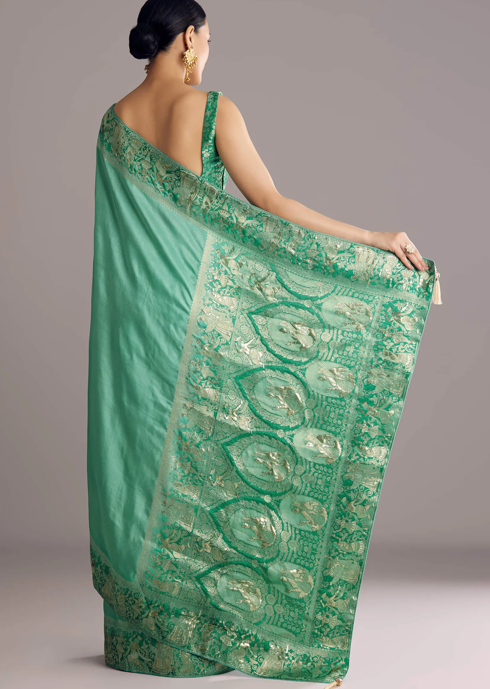 Rama Green Dola Silk Saree