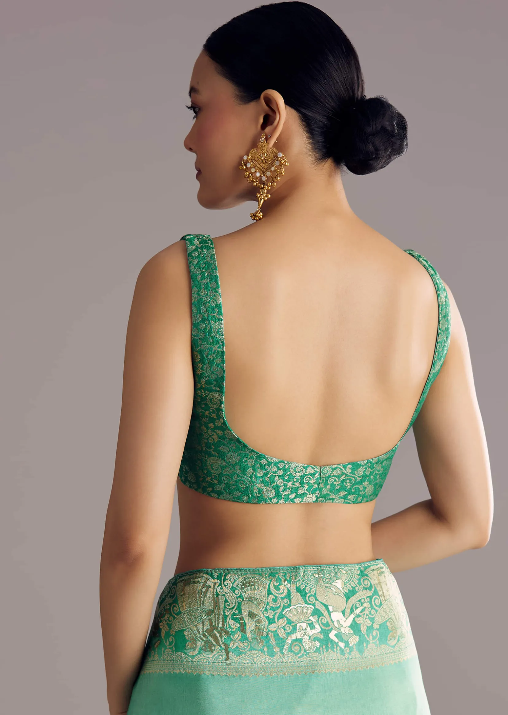 Rama Green Dola Silk Saree