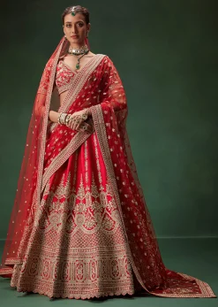Rani Bridal Lehenga With Zardozi And Thread Embroidery