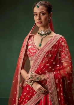 Rani Bridal Lehenga With Zardozi And Thread Embroidery