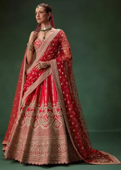 Rani Bridal Lehenga With Zardozi And Thread Embroidery