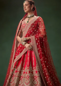 Rani Bridal Lehenga With Zardozi And Thread Embroidery