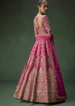 Rani Pink Bridal Lehenga With Gold Zari And Rich Embroidery