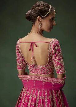 Rani Pink Bridal Lehenga With Gold Zari And Rich Embroidery