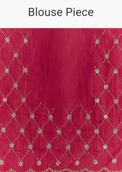 Rani Pink Crushed Tissue Saree With Cutdana And Sequin Embroidery