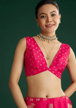 Rani Pink Dola Silk Saree With Zari Woven Border