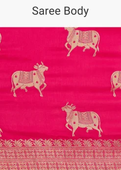 Rani Pink Dola Silk Saree With Zari Woven Border