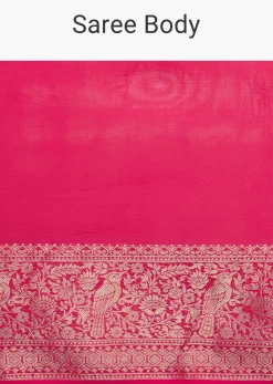 Rani Pink Dola Silk Saree With Woven Border And Pallu