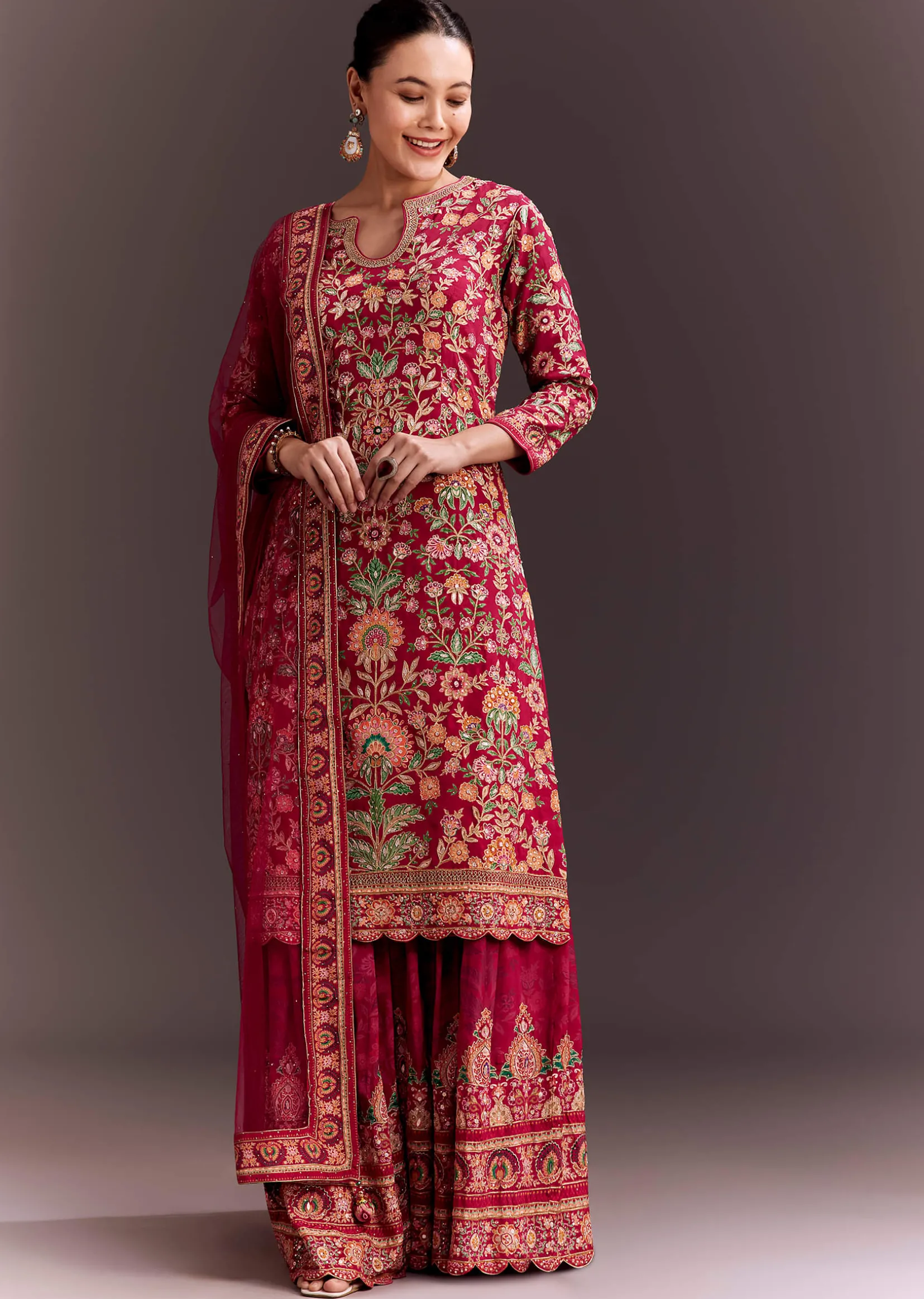 Rani Pink Embroidered Palazzo Set