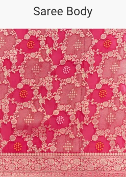 Rani Pink Georgette Saree With Zari Jaal Work