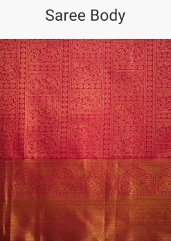 Rani Pink Kanjivaram Silk Saree With Golden Zari Detailing
