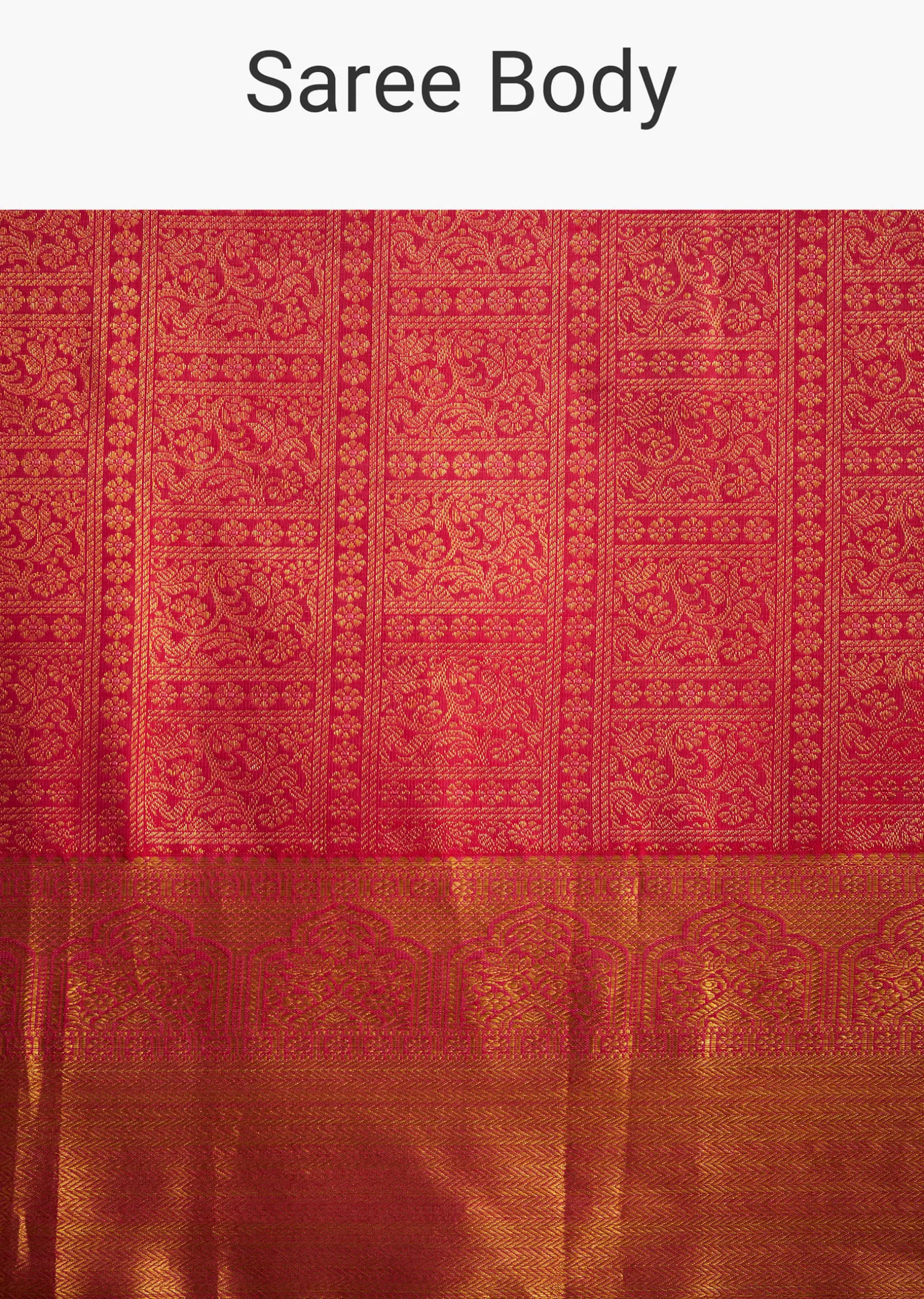 Rani Pink Kanjivaram Silk Saree With Golden Zari Detailing