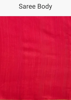 Rani Pink Kora Silk Handloom Saree With Woven Motif