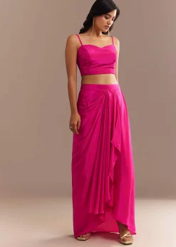 Rani Pink Ombre Zardosi Cape Skirt Set