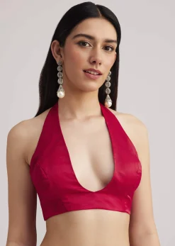 Rani Pink Organza Saree With Overall Cutdana Work