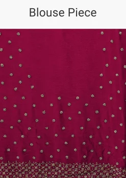 Rani Pink Saree In Chiffon With Cut Dana And Stones Embroidery