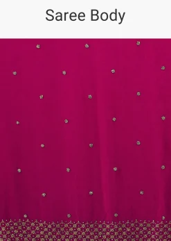 Rani Pink Saree In Stones And Cut Dana Embroidery