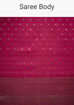 Rani Pink Tissue Silk Saree With Zari Border And Butti Work