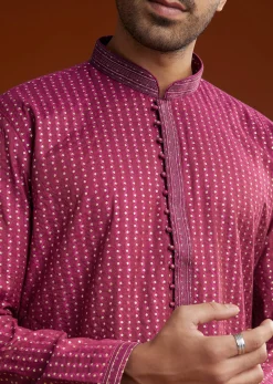 Red Banarasi Silk Kurta Pant Set