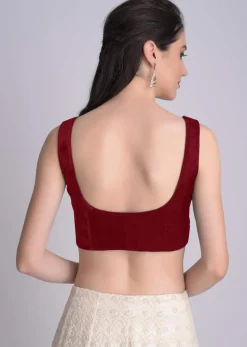 Red Blouse In Velvet With Front Zip Opening