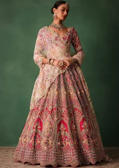 Red Bridal Hand Work Lehenga With Blouse And Dupatta