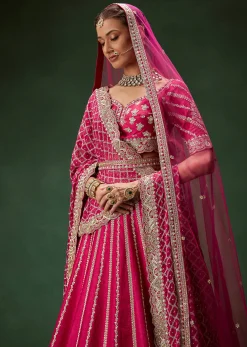 Red Bridal Lehenga Set With Heavy Zari Embroidery And Dual Dupattas