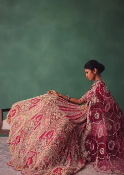 Red Bridal Lehenga With V Neck Blouse Back Dori And Dupatta