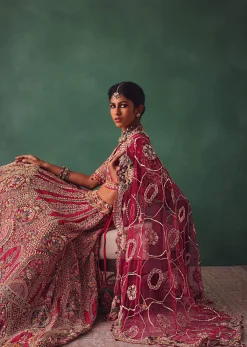Red Bridal Lehenga With V Neck Blouse Back Dori And Dupatta