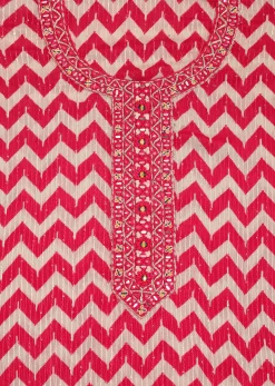 Red Chevron Printed Georgette Dress Material