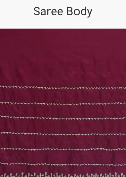 Red Chiffon Silk Saree With Cutdana Embellished