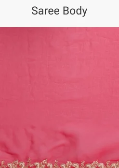 Red Cut Work Organza Saree With Unstitched Blouse