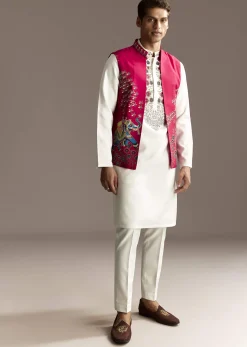 Red Cutwork Kurta Jacket Set
