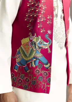 Red Cutwork Kurta Jacket Set