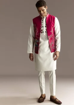 Red Cutwork Kurta Jacket Set