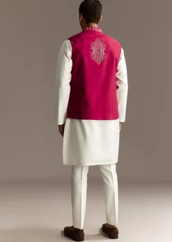 Red Cutwork Kurta Jacket Set