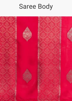 Red Dola Silk Saree With Gota Patti Woven Motifs