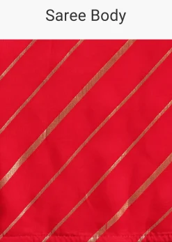 Red Dola Silk Woven Leheriya Saree With Gotta Patti Border