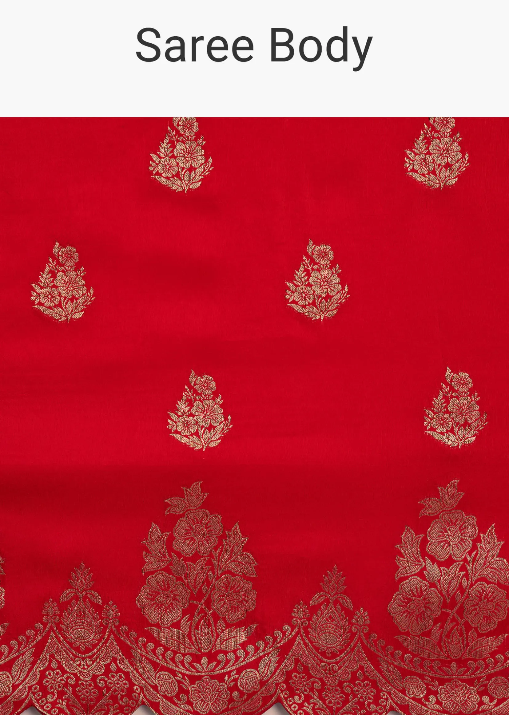 Red Dola Silk Woven Motif Saree With Scallop Border