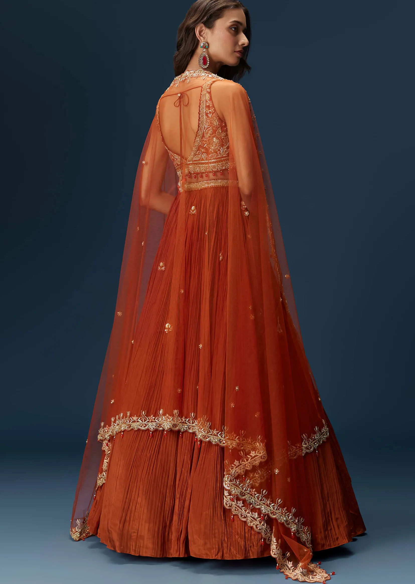 Red Embroidered Bridesmaid Lehenga With Dupatta