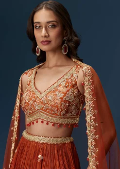 Red Embroidered Bridesmaid Lehenga With Dupatta