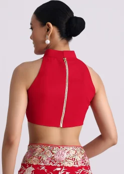 Red Georgette Saree with Parsi Gara Work