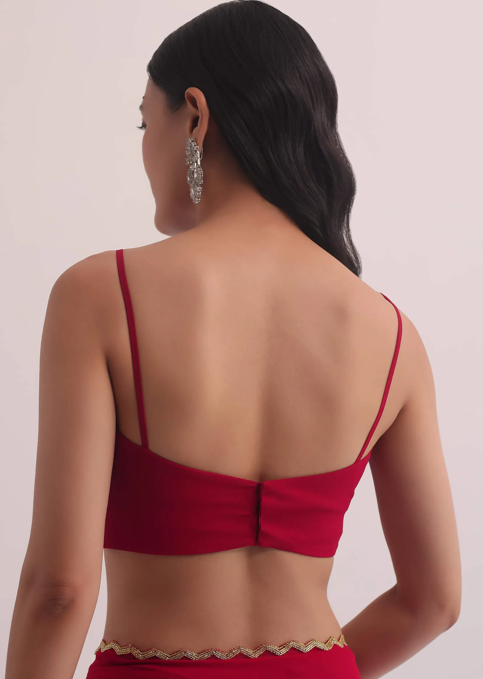 Red Georgette Saree With Cutdana Embroidery