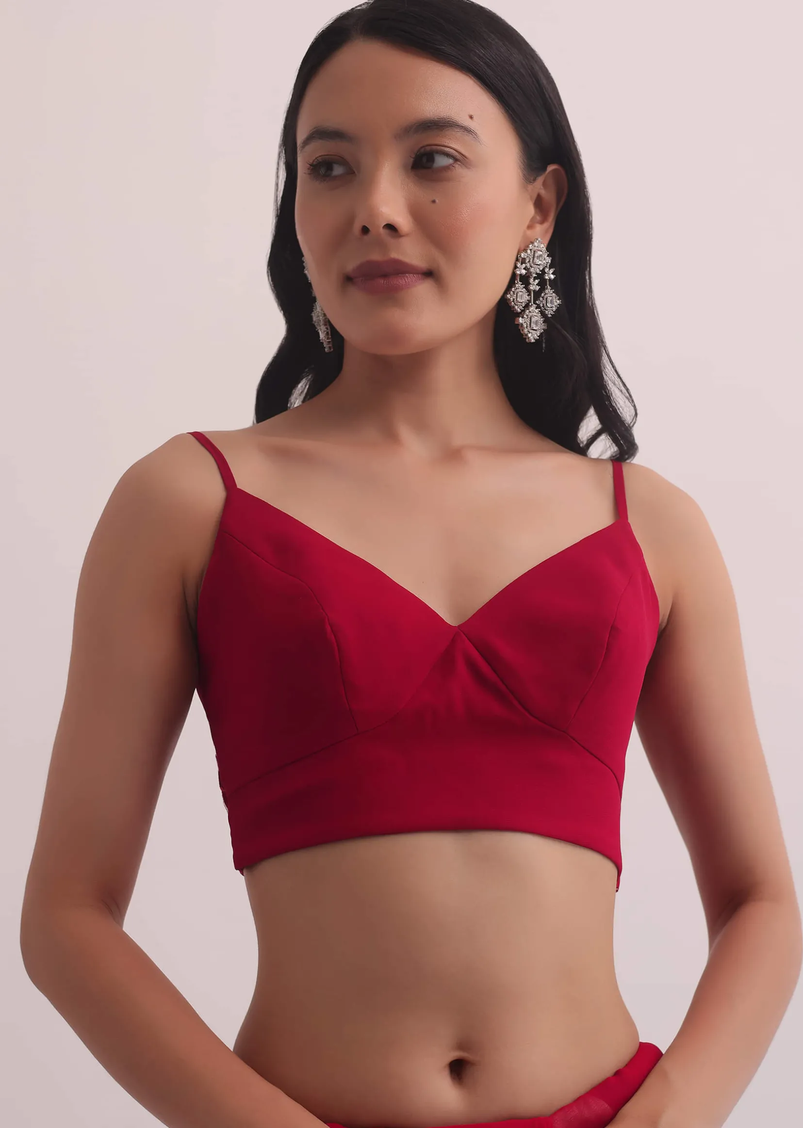 Red Georgette Saree With Cutdana Embroidery