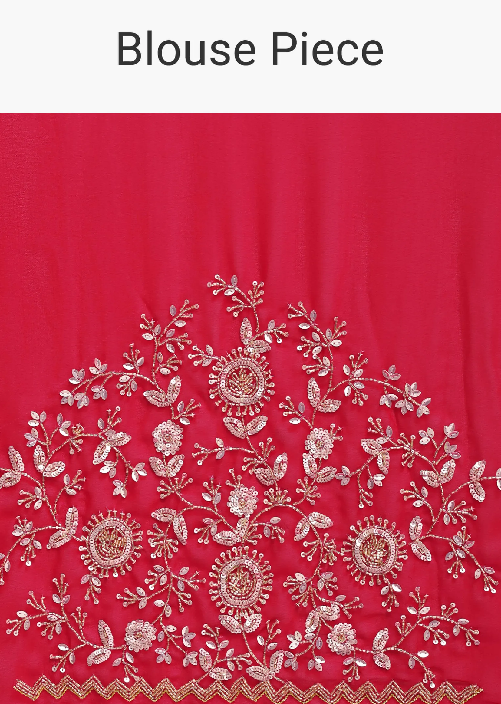 Red Georgette Saree With Cutdana Embroidery