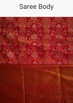 Red Kanjivaram Silk Saree With Golden Zari Detailing