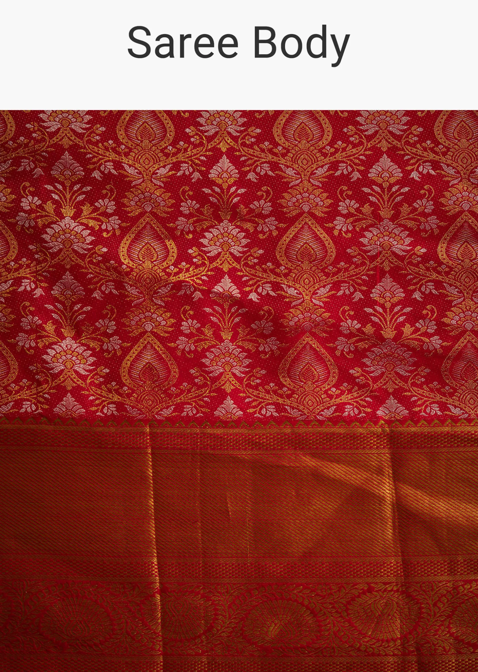 Red Kanjivaram Silk Saree With Golden Zari Detailing