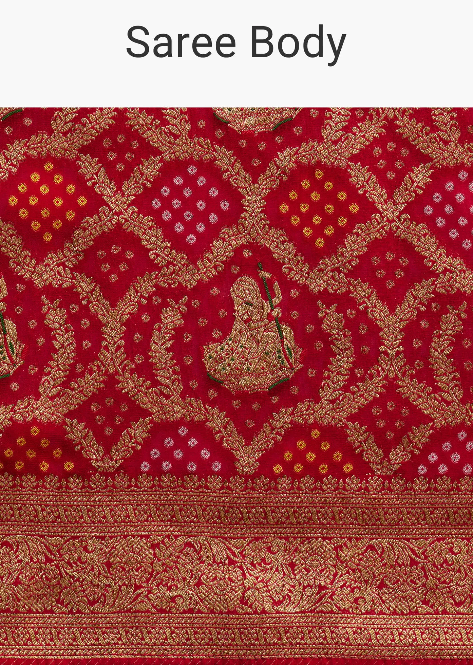 Red Khaddi Georgette Saree With Zari Woven Jaal Work