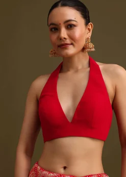 Red Khaddi Georgette Zari Weave Saree With Unstitched Blouse