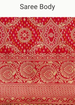 Red Khaddi Georgette Zari Weave Saree With Unstitched Blouse